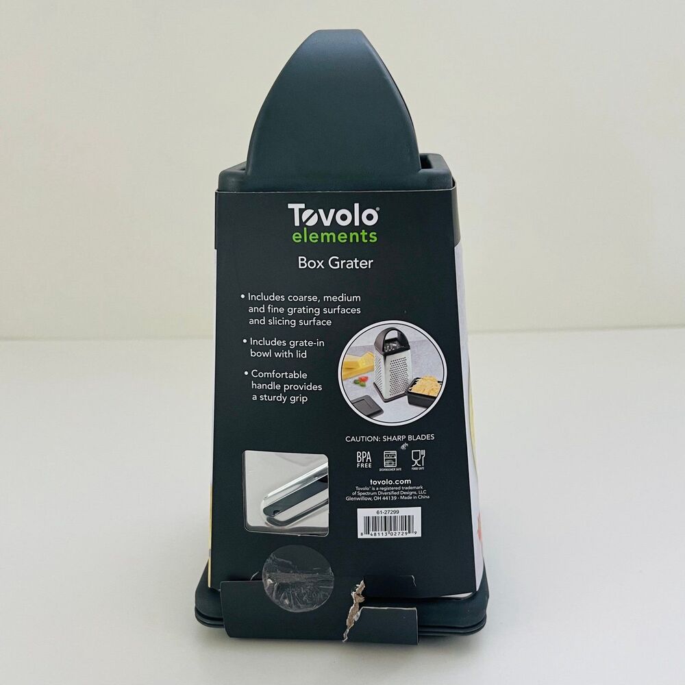 TOVOLO Elements 4 Sided Stainless Steel Box Grater With Storage BIn - Picture 3 of 3